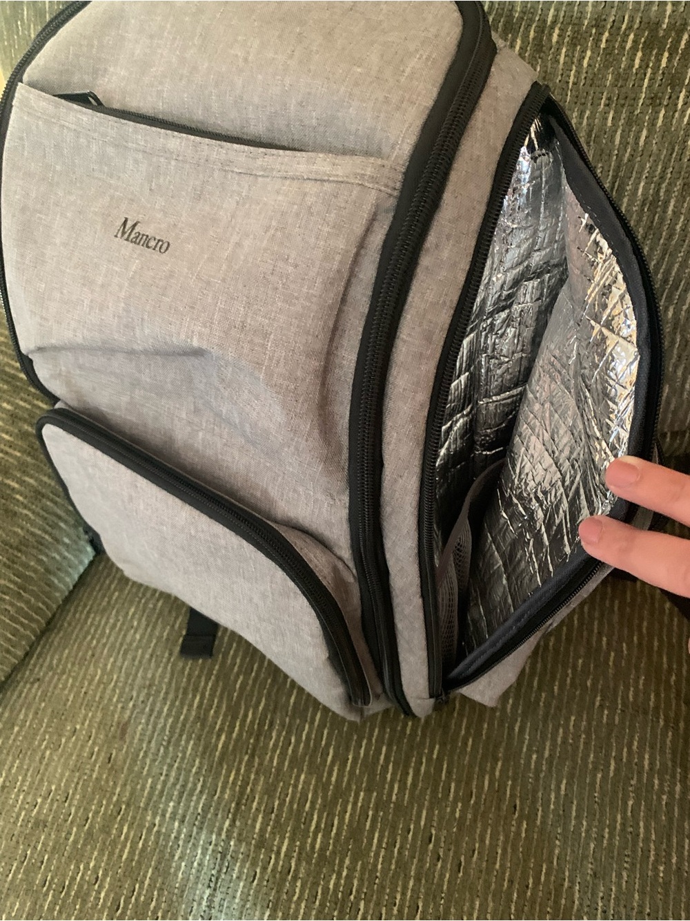 Gray Insulated Men’s Backpack Cooler with Multiple Pockets